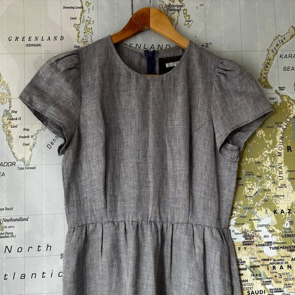 Reformation Blue Linen Puff Sleeve Maxi Dress - Picture 5 of 9